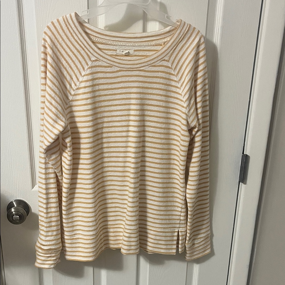 Maurices Cream and Tan Striped Sweater